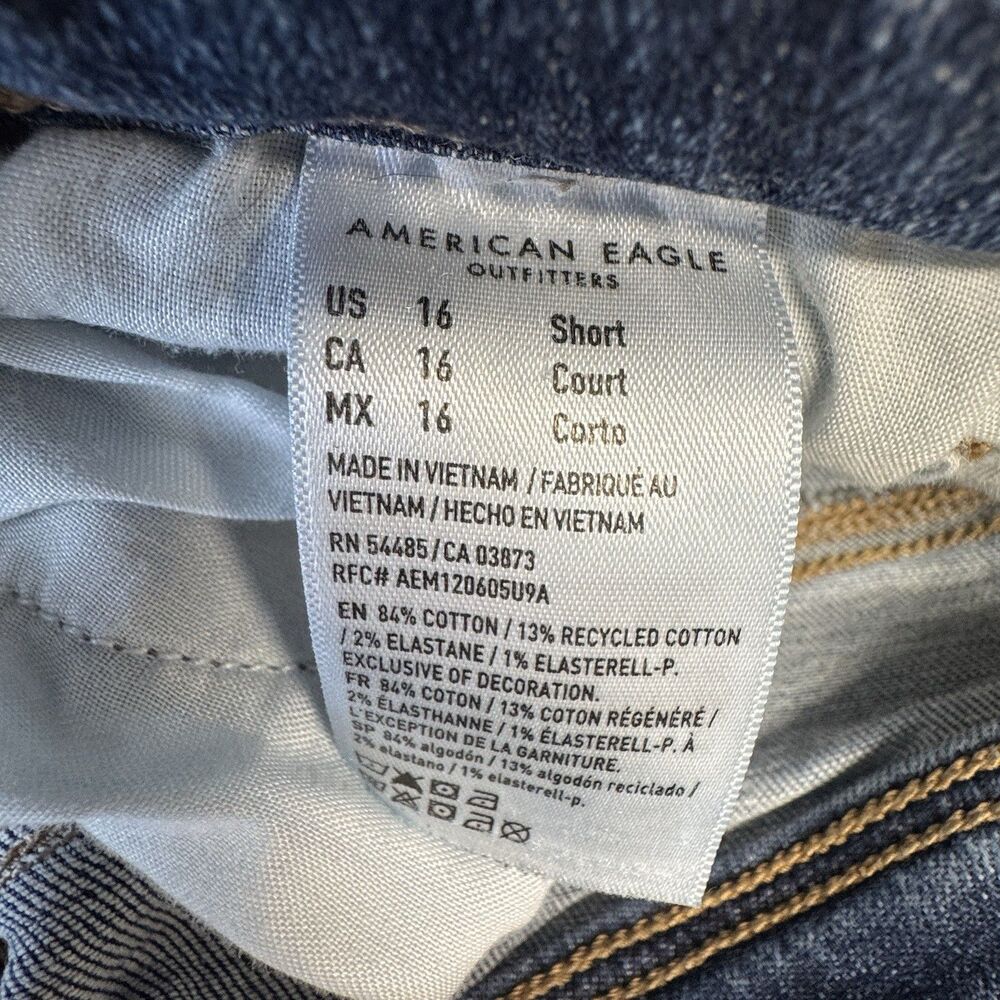 American Eagle Kick Boot Jeans Womens 16 Stretch Medium Wash Cargo 35x28.5 - Picture 12 of 16